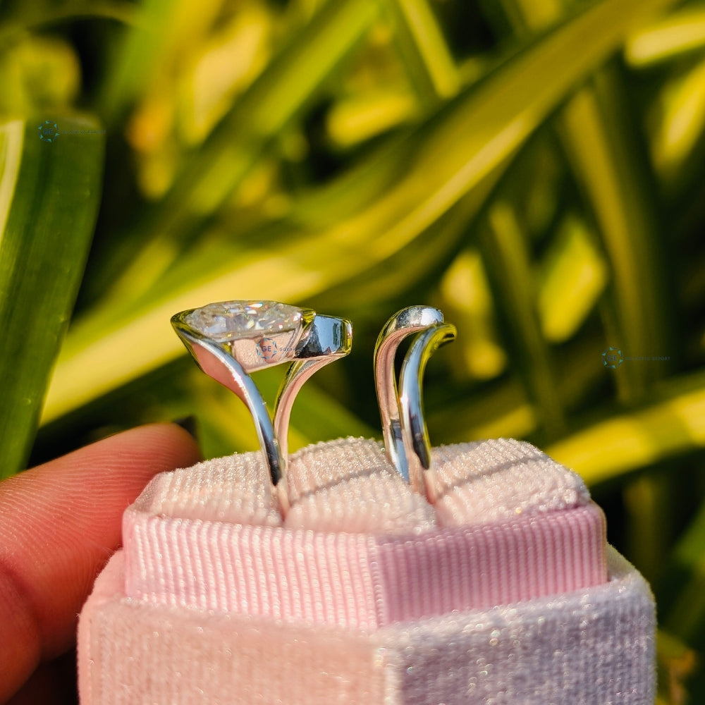 Unique Style Pear Cut Solitaire Wedding Ring Set Lab Grown Diamond Ring Set