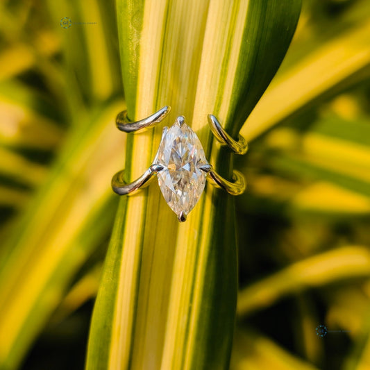 Marquise Cut Lab Grown Diamond Chevron Style Wedding Ring