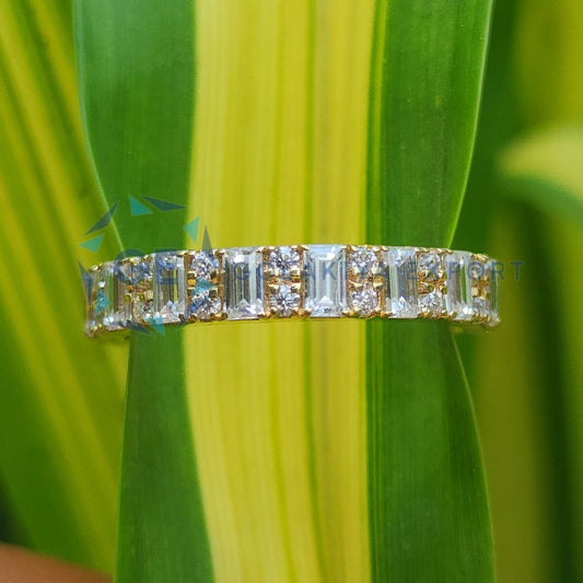 Half Eternity Round & Emerald Wedding Ring