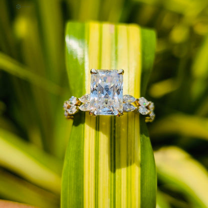 Lab Grown Diamond Radiant Cut Wedding Ring Set With Matching Band