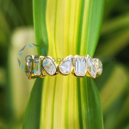 Bezel Set Yellow Gold Multi Stone Wedding Band