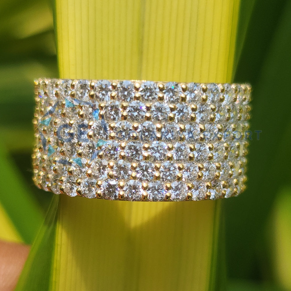 6 Row Round Cut Lab Grown Diamond Wedding Band