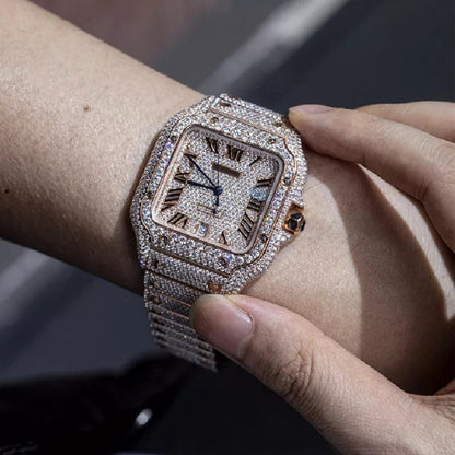 Iced Out Moissanite Diamond Elegant Watch
