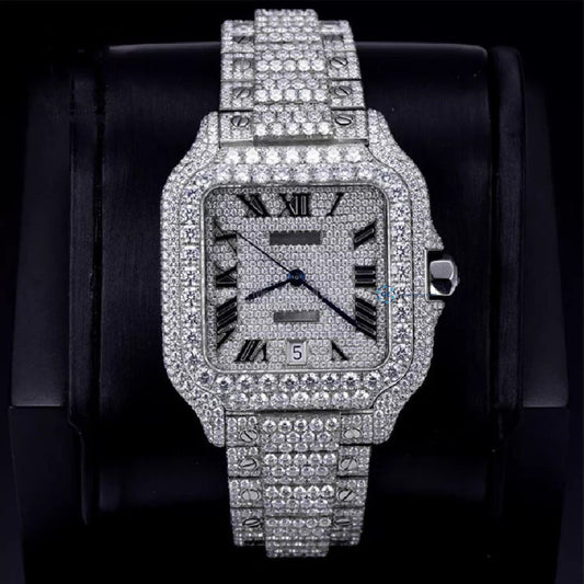 Romen Numeric Moissanite Diamond Automatic Mechanical Watch