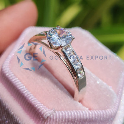 Channel Set Lab Grown Diamond Ring Solitaire Ring