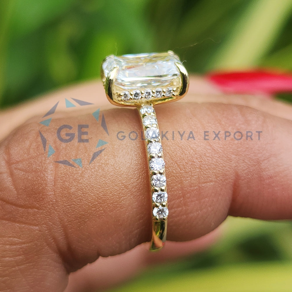 EF Color Lab Grown Diamond Radiant Cut Hidden Halo Ring