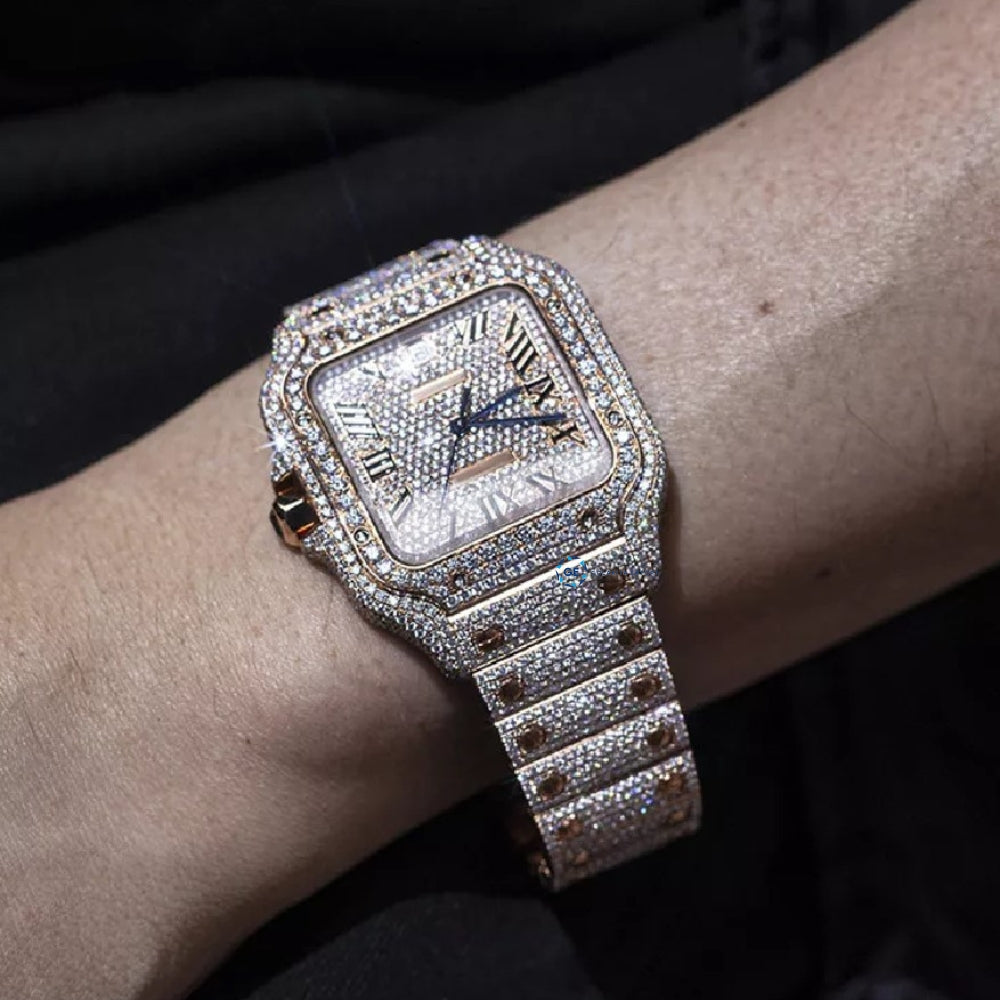 Iced Out Moissanite Diamond Elegant Watch