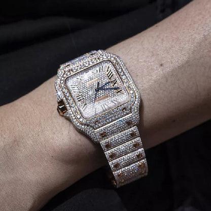 Iced Out Moissanite Diamond Elegant Watch