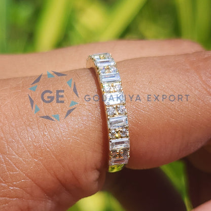 Half Eternity Round & Emerald Wedding Ring