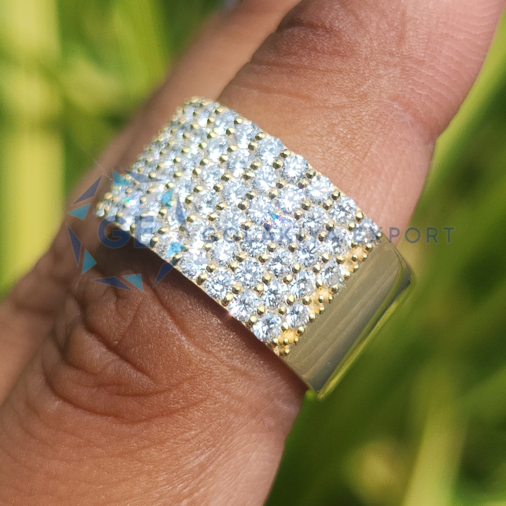 6 Row Round Cut Lab Grown Diamond Wedding Band