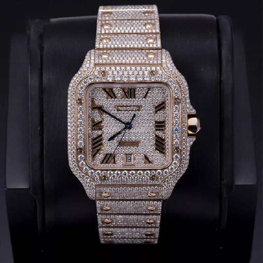 Iced Out Moissanite Diamond Elegant Watch
