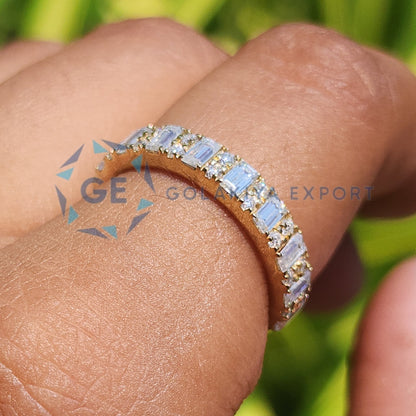 Half Eternity Round & Emerald Wedding Ring