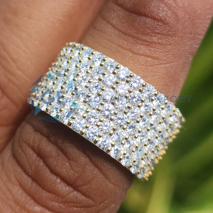 6 Row Round Cut Lab Grown Diamond Wedding Band