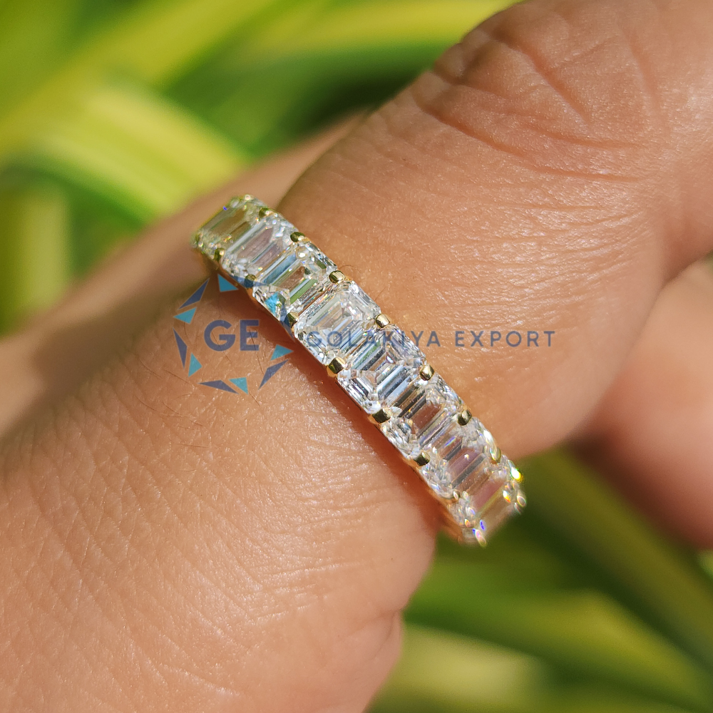 Emerald Cut Lab Grown Diamond Eternity Band