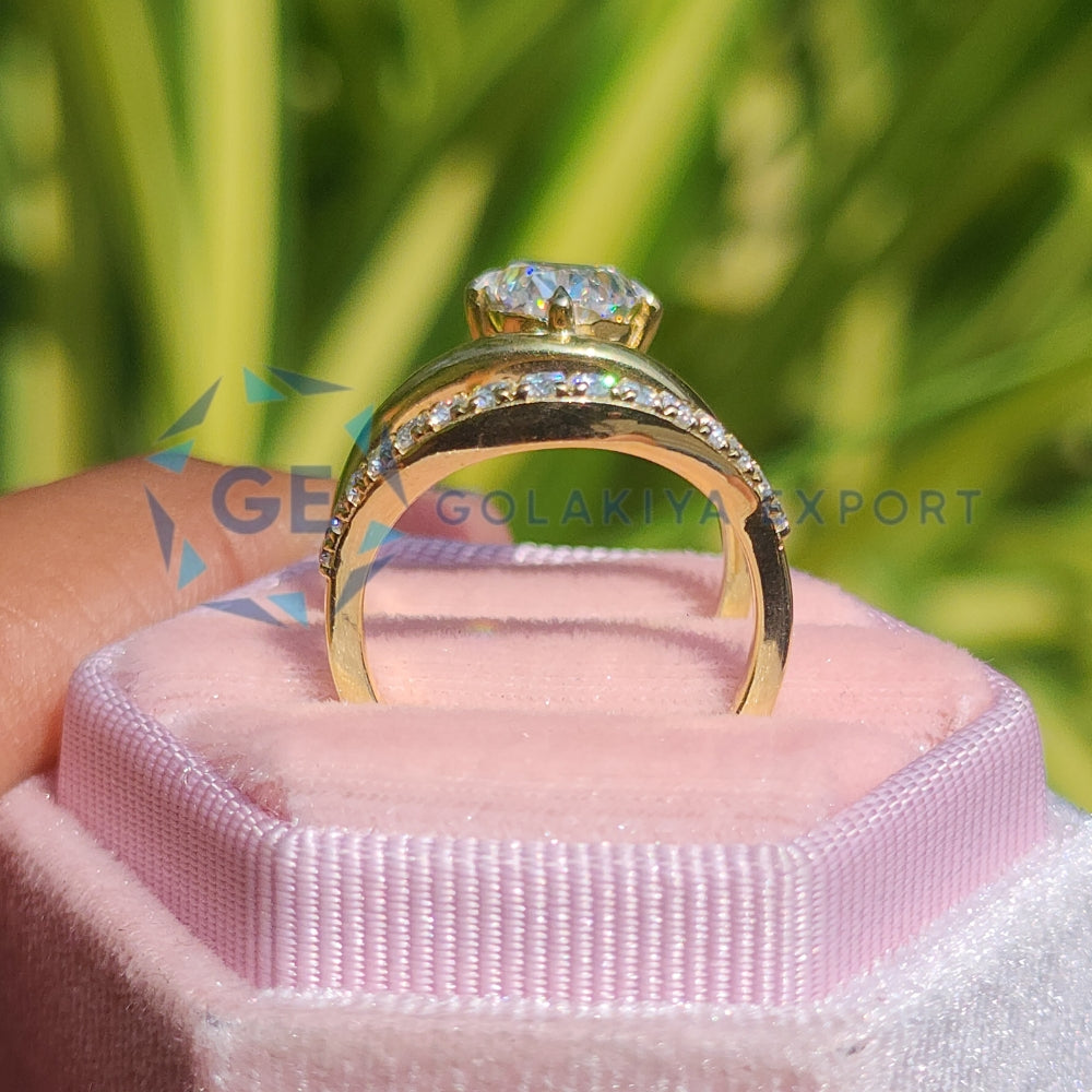 Oval Cut Yellow Gold Ring Set Lab Grown Diamond Ring