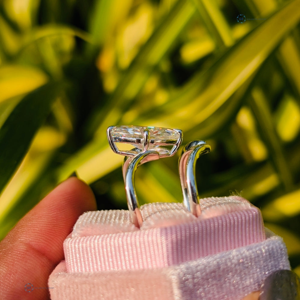 Marquise Cut Lab Grown Diamond Chevron Style Wedding Ring