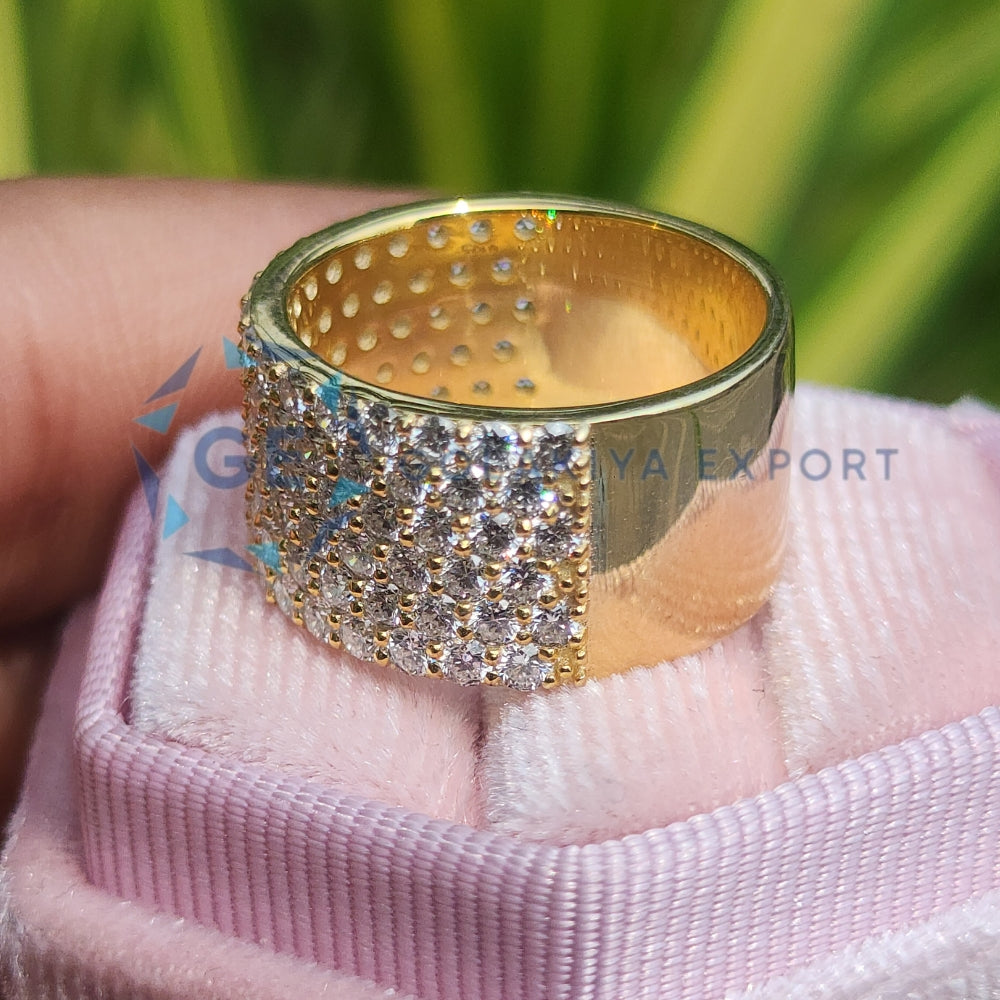 6 Row Round Cut Lab Grown Diamond Wedding Band