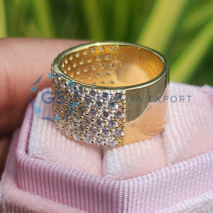 6 Row Round Cut Lab Grown Diamond Wedding Band