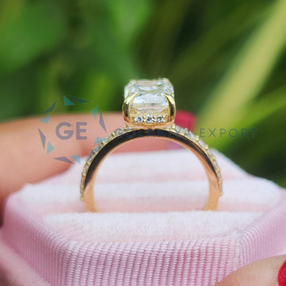 EF Color Lab Grown Diamond Radiant Cut Hidden Halo Ring