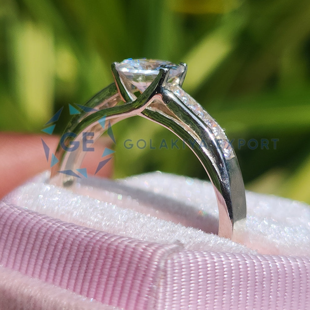 Channel Set Lab Grown Diamond Ring Solitaire Ring