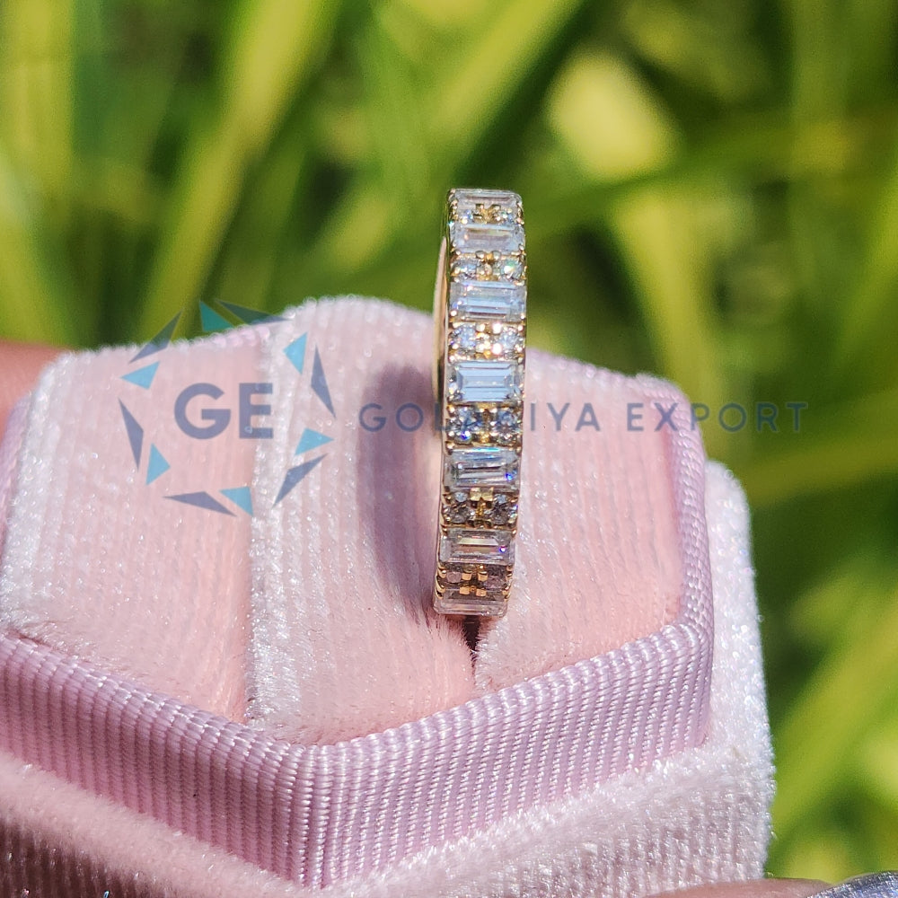 Half Eternity Round & Emerald Wedding Ring