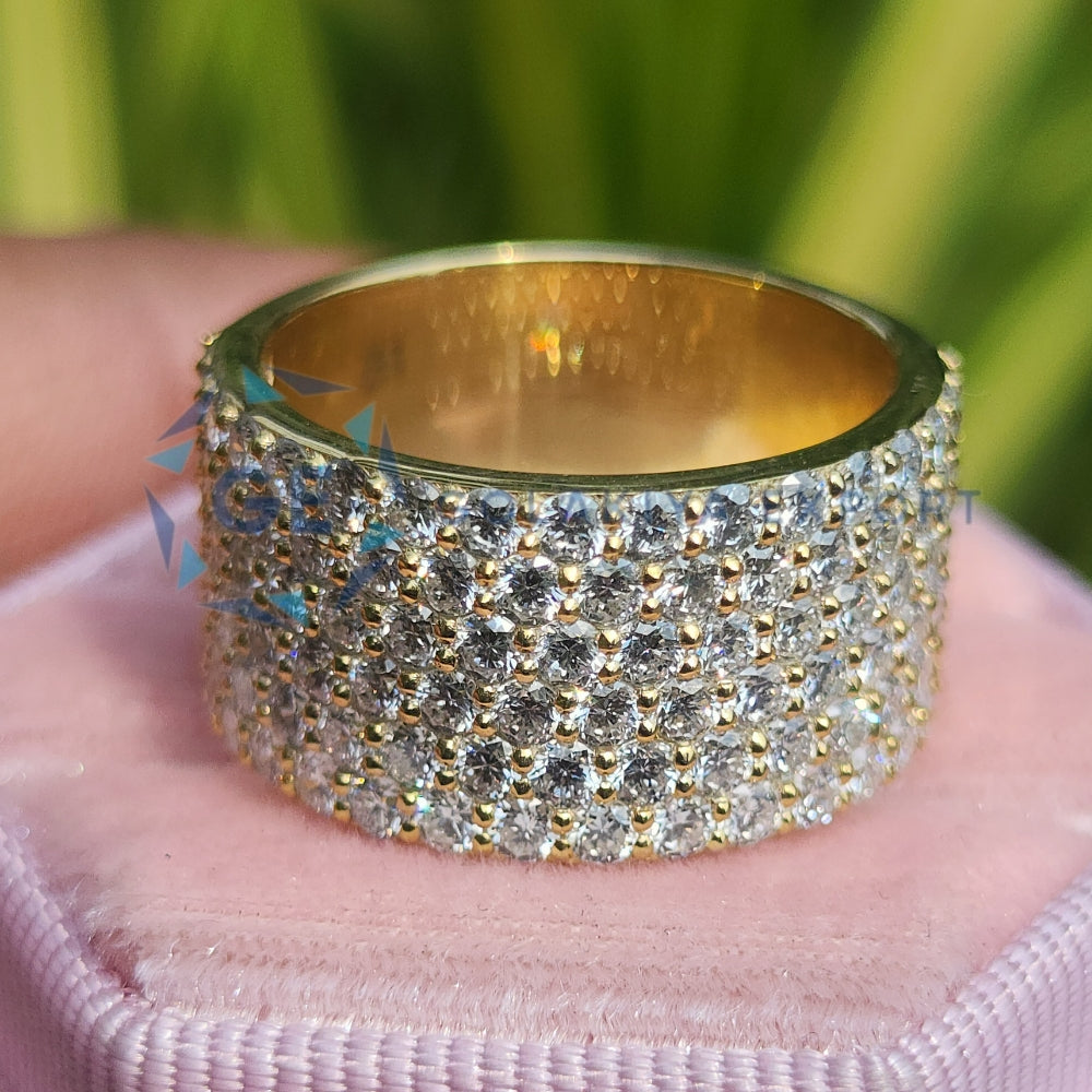 6 Row Round Cut Lab Grown Diamond Wedding Band