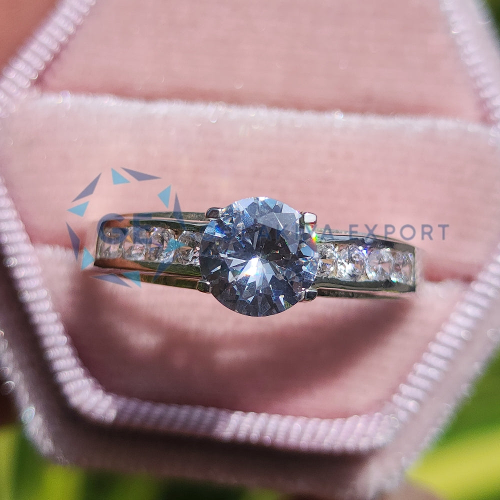 Channel Set Lab Grown Diamond Ring Solitaire Ring