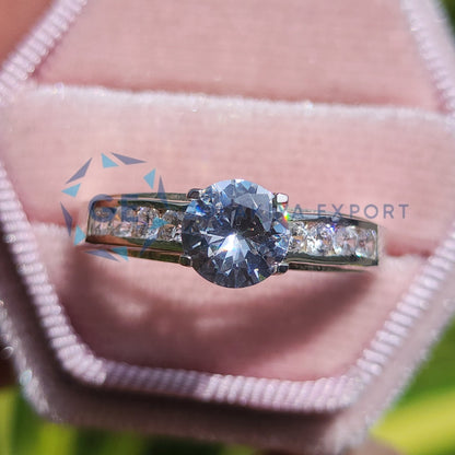 Channel Set Lab Grown Diamond Ring Solitaire Ring