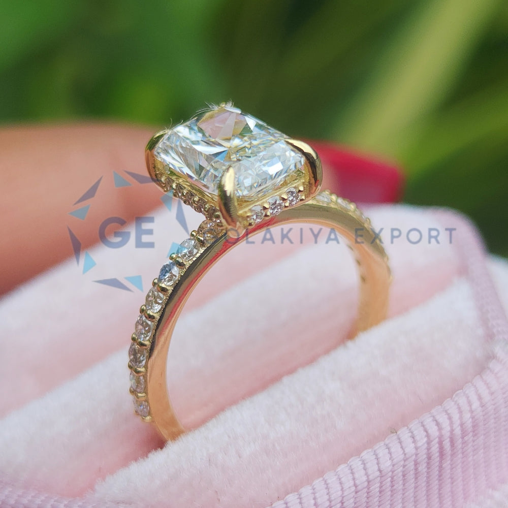 EF Color Lab Grown Diamond Radiant Cut Hidden Halo Ring