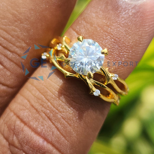 Round Cut Vintage Art Deco Lab Grown Diamond Ring