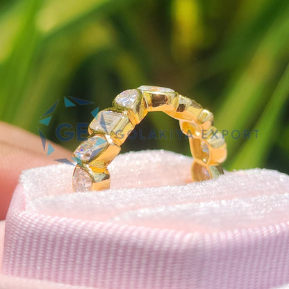 Bezel Set Yellow Gold Multi Stone Wedding Band