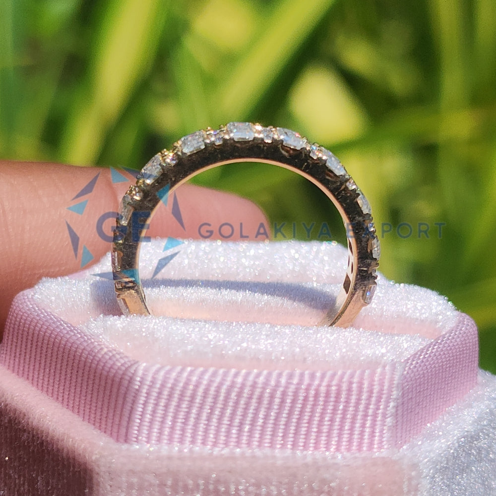 Half Eternity Round & Emerald Wedding Ring