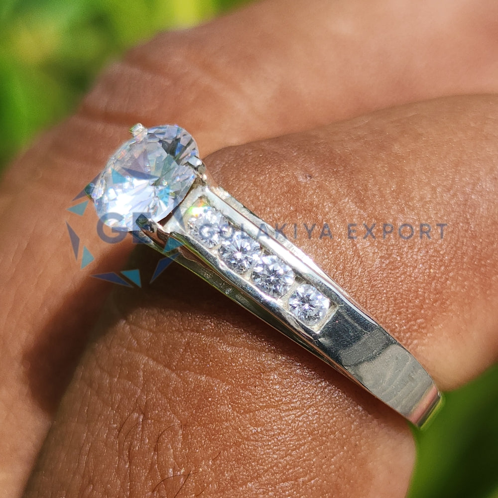 Channel Set Lab Grown Diamond Ring Solitaire Ring