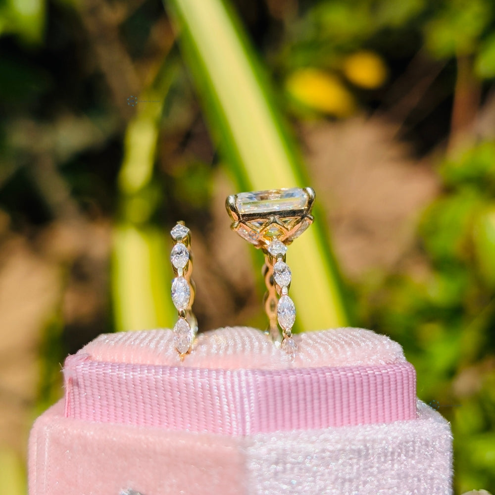 Lab Grown Diamond Radiant Cut Wedding Ring Set With Matching Band