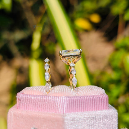 Lab Grown Diamond Radiant Cut Wedding Ring Set With Matching Band