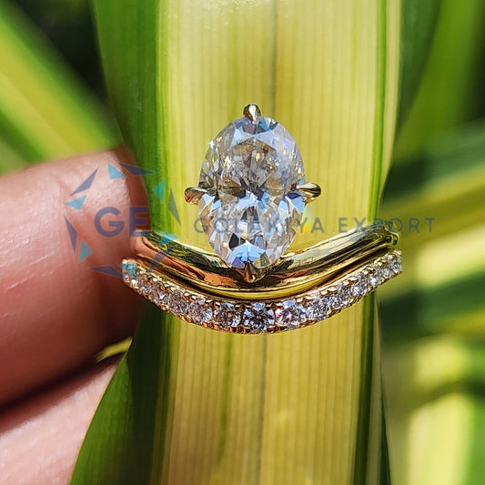 Oval Cut Yellow Gold Ring Set Lab Grown Diamond Ring