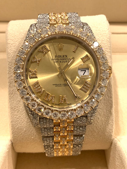Iced Out Rolex Datejust 41mm 18k/SS Diamond Dial Jubilee Men's Watch