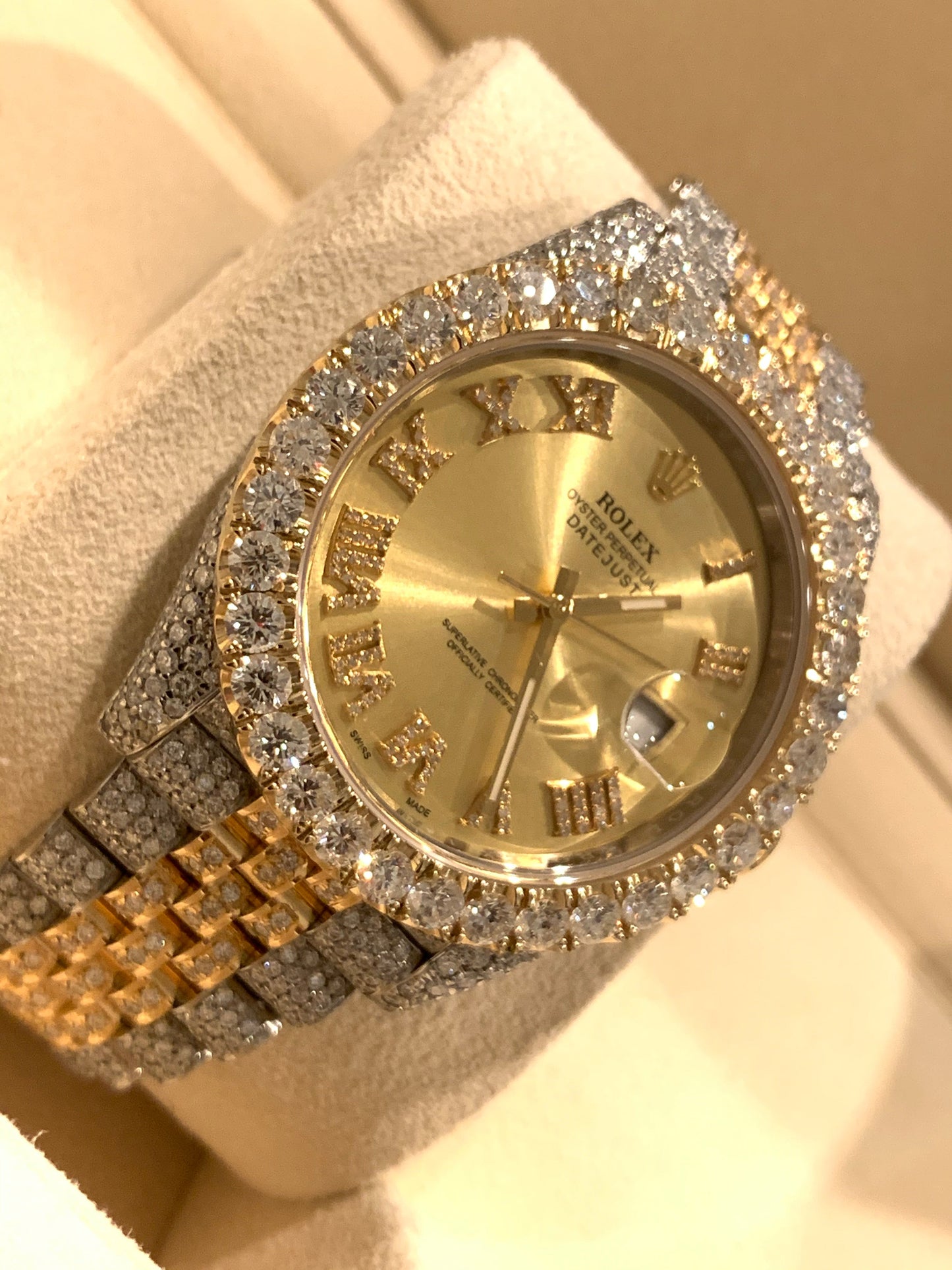 Iced Out Rolex Datejust 41mm 18k/SS Diamond Dial Jubilee Men's Watch