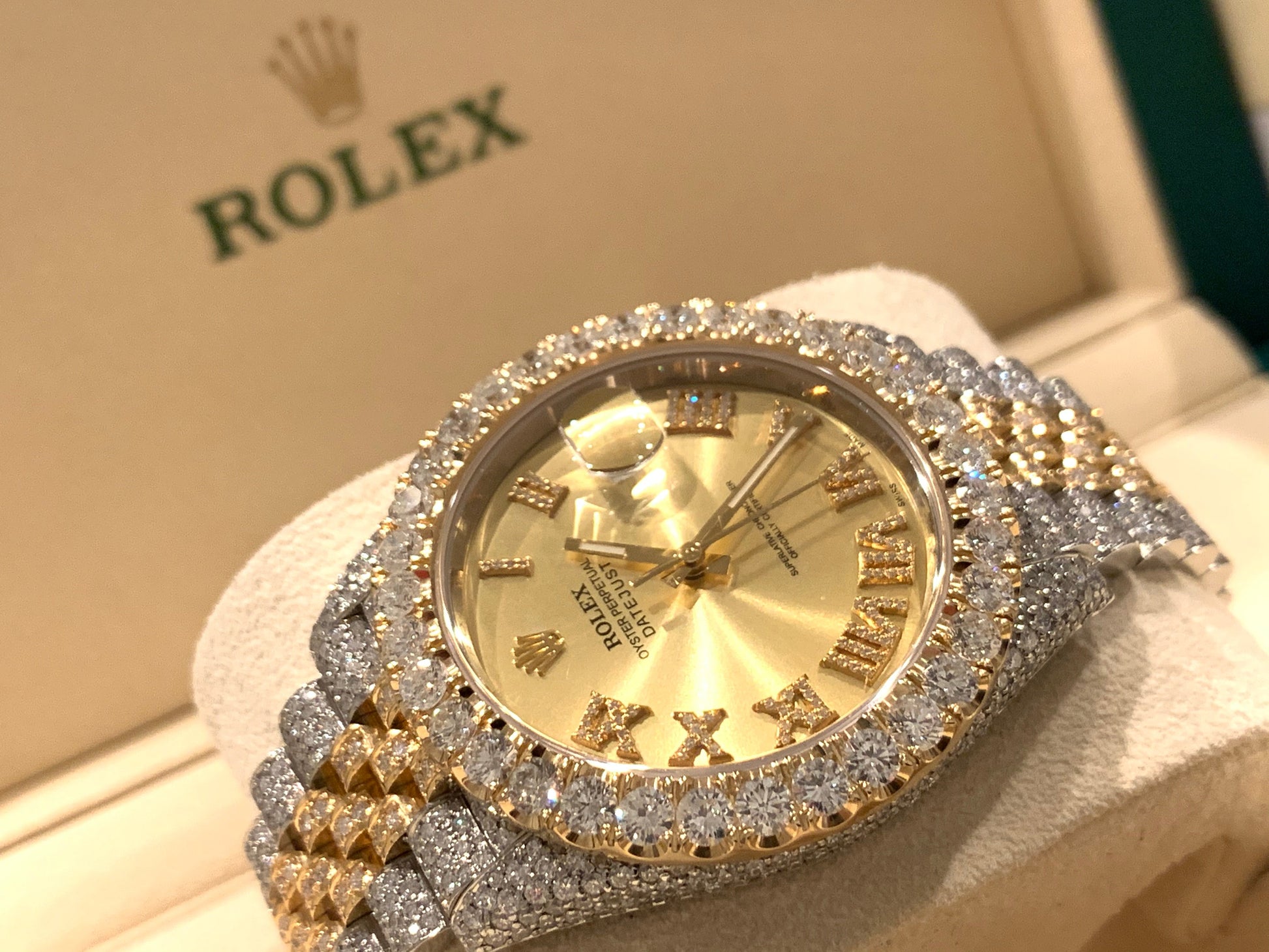 Iced Out Rolex Datejust 41mm 18k/SS Diamond Dial Jubilee Men's Watch