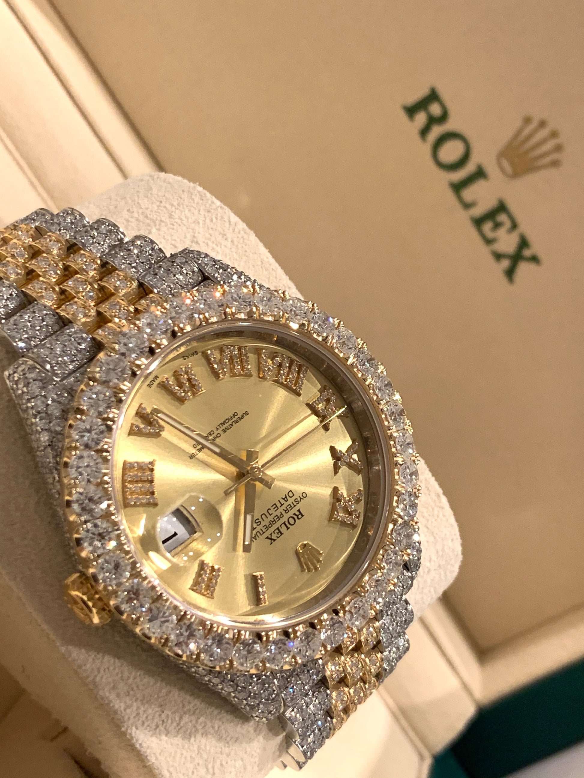 Iced Out Rolex Datejust 41mm 18k/SS Diamond Dial Jubilee Men's Watch