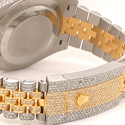 Iced Out Rolex Datejust 41mm 18k/SS Diamond Dial Jubilee Men's Watch