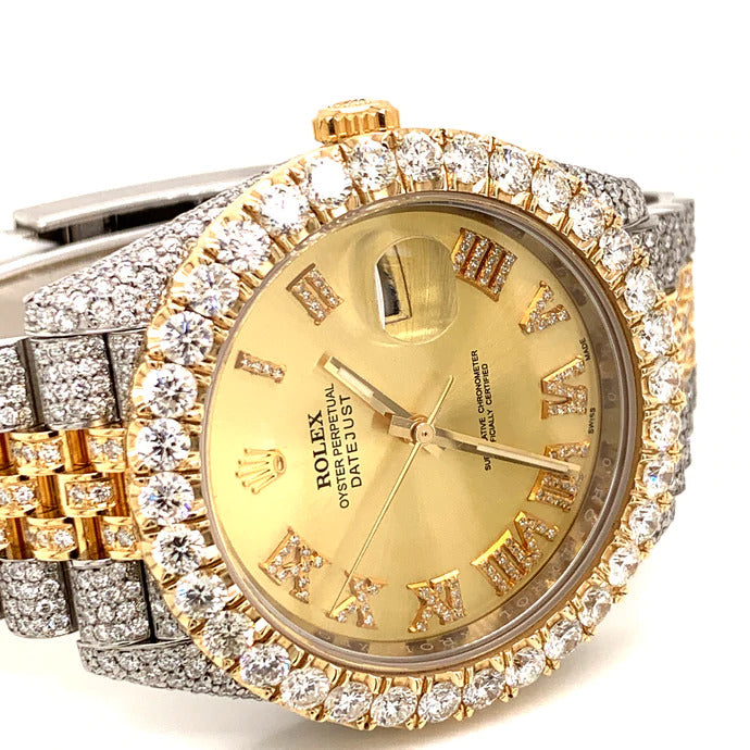 Iced Out Rolex Datejust 41mm 18k/SS Diamond Dial Jubilee Men's Watch