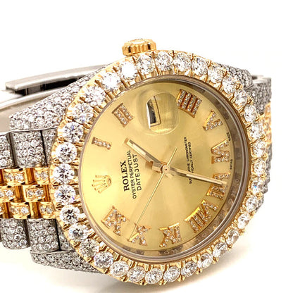 Iced Out Rolex Datejust 41mm 18k/SS Diamond Dial Jubilee Men's Watch