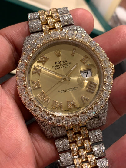 Iced Out Rolex Datejust 41mm 18k/SS Diamond Dial Jubilee Men's Watch