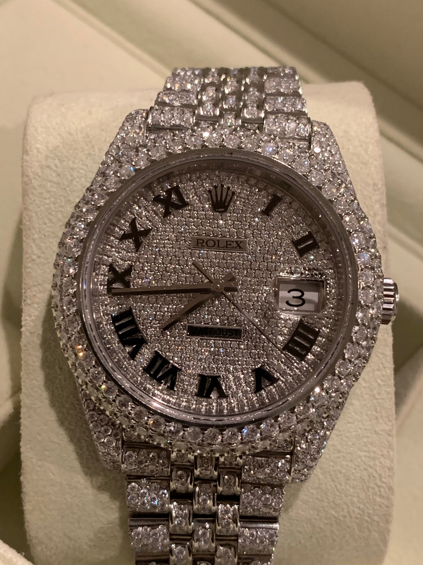 Opulent Rolex Datejust 41mm Diamond Honeycomb Jubilee Stainless Steel Watch
